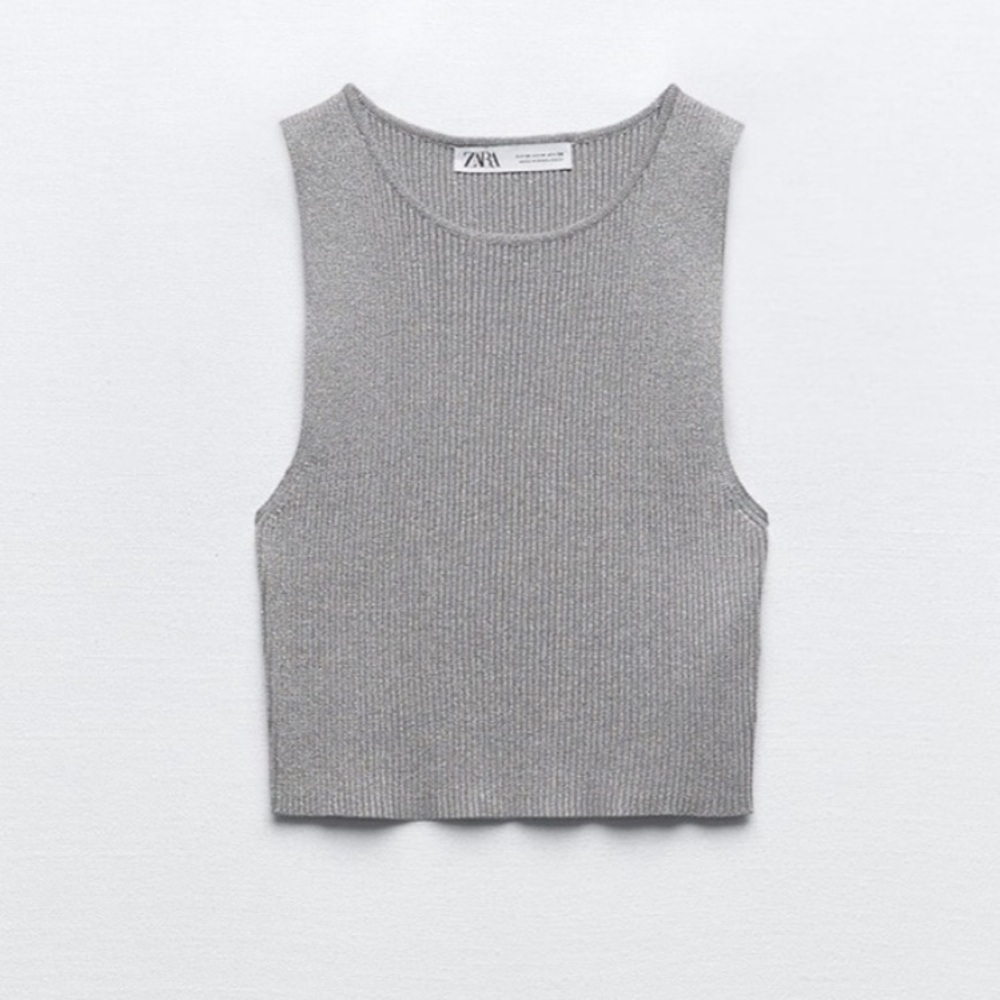 Zara Heather Gray Sleeveless Knit Top